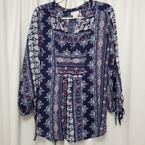 Liz Claiborne Blouse Tunic Long-Sleeve Top